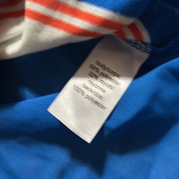 Maurices Bright Blue,White & Vivid Orange Sleeveless Button Up Top w/Sheer Back - Picture 6 of 6